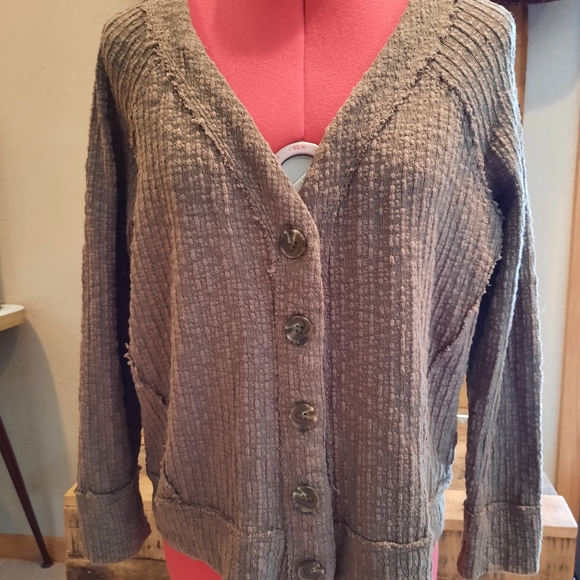 Vince Camuto olive drab nubby textured cardigan jacket S - Picture 1 of 5